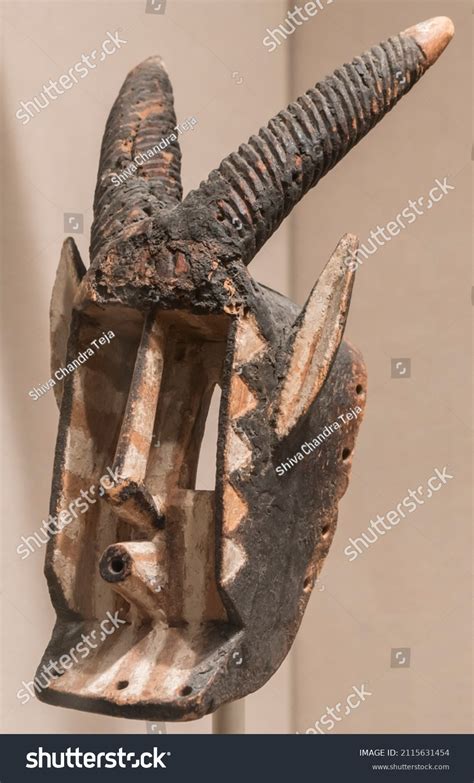 African Artifacts African Masks Made Wood Stock Photo 2115631454 ...