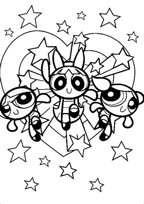 Coloring Powerpuff Girls Pages Sheets Kids Printable Cartoon Puff Cute