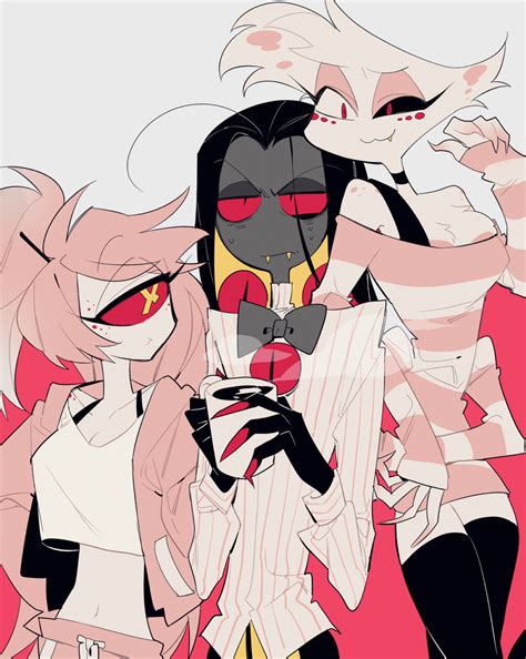 angel dust, sir pentious, and cherri bomb (hazbin hotel) drawn by