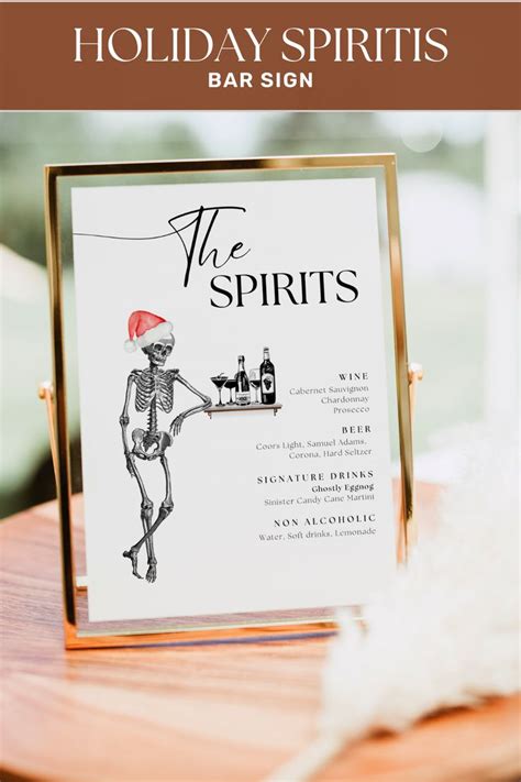 Skeleton Bar Sign, Christmas Wedding Drink Menu Template, Holiday Party ...