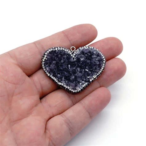 pandantiv inima ametist druzy  marcasite mm