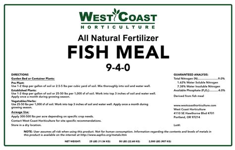 Fish Meal 9-4-0 - West Coast Horticulture