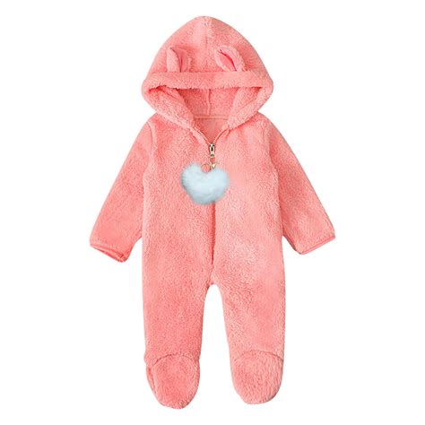CLOISE Infant One Piece Pajamas with Bear Ears Hoodie Button Long