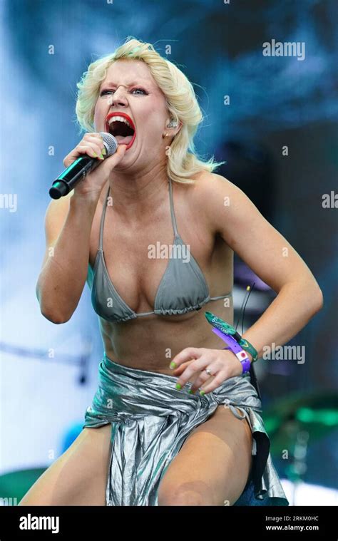 Amy Taylor, lead singer of Amyl and the Sniffers, performs at All