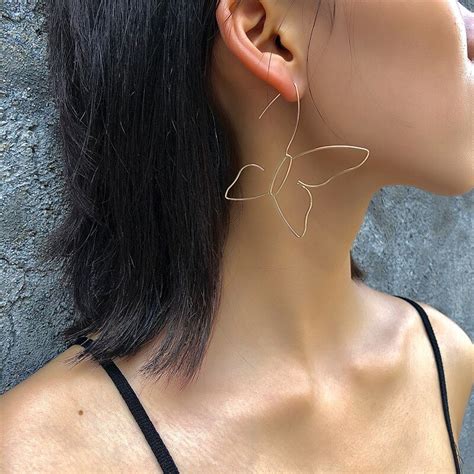 Pendientes de mariposa grande Para mujer, aretes de estilo coreano ...
