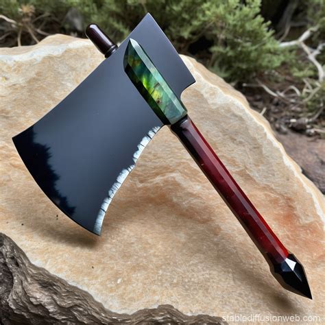 rainbow obsidian axeblade  green spike stable diffusion