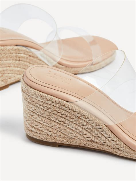 Nude Perspex Double Strap Rope Wedge – Linzi