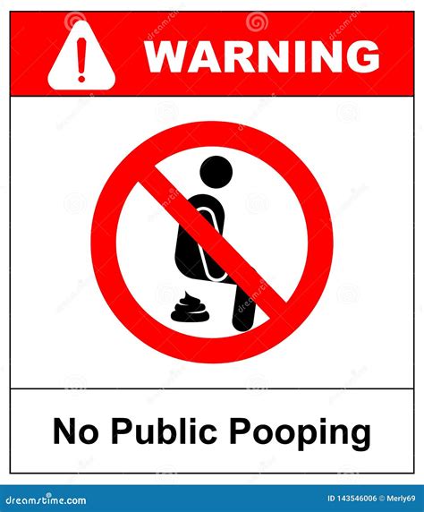 No Public Pooping Symbol. Do Not Pooping Sign. Warning Red Banner for