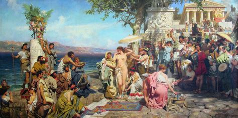 Фрина на празднике Посейдона в Элевзине, 1889, Семирадский Генрих ...