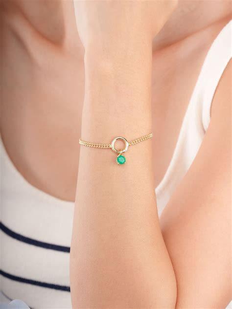 May Birthstone Charm - Green Agate in 18k Gold Vermeil | Mondays Made
