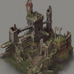 Иллюстрация Руины в стиле инфографика (техническая иллюстрация)
