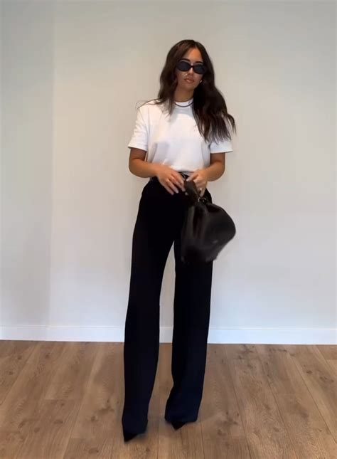 black  shirt work outfit black work trousers outfit chic black