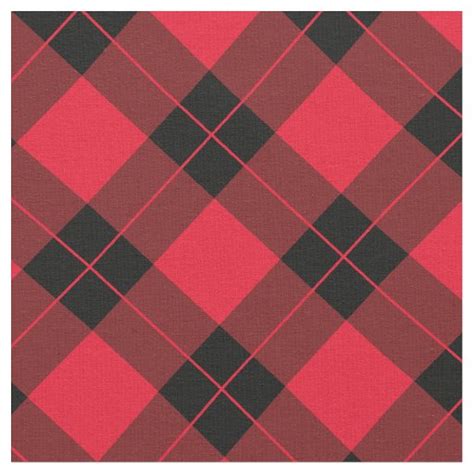 Elegant Red and Black Plaid | Fabric | Zazzle