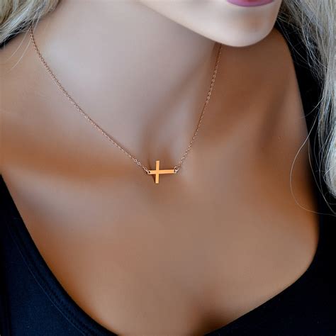 Fashion Cross Necklace Rose Gold at Benjamin Downie blog