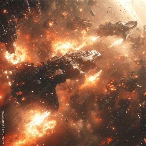 spaceship battle fiery explosion sci fi artwork futuristic warfare