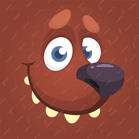 Мультфильм смешной медведь лицо иллюстрация | Премиум векторы