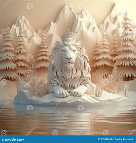 Stock Illustration of a Golden Art 3D Lion Background for Digital