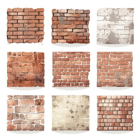 Set Of Brick Wall Background Texture Surface Blocks Rough Brickwork And