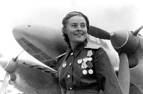 WWII --- Soviet fighter pilot Lydia Litvyak and a Petlyakov Pe-2. She ...