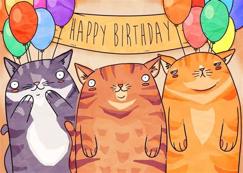 С днем рождения котик картинка и открытка