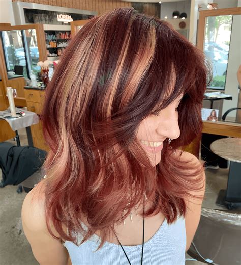 hair color burgundy highlights 4
