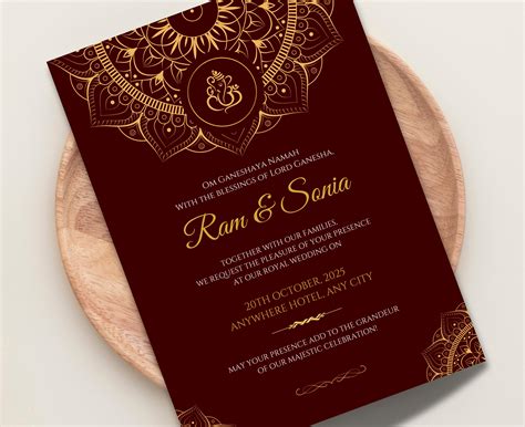elegant hindu wedding invitation hindu wedding invite simple gold