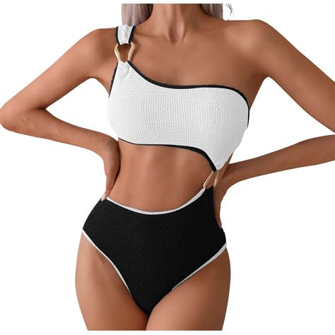 WQQZJJ Summer Women's One Piece Swimsuit, Color Blocking Backless One
