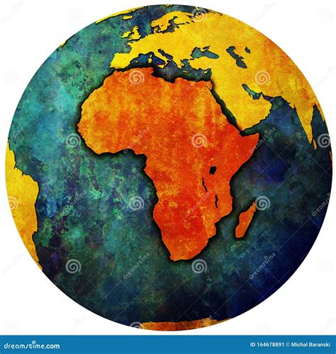 Mapa Do Globo Com Território Do Continente Africano Ilustração Stock