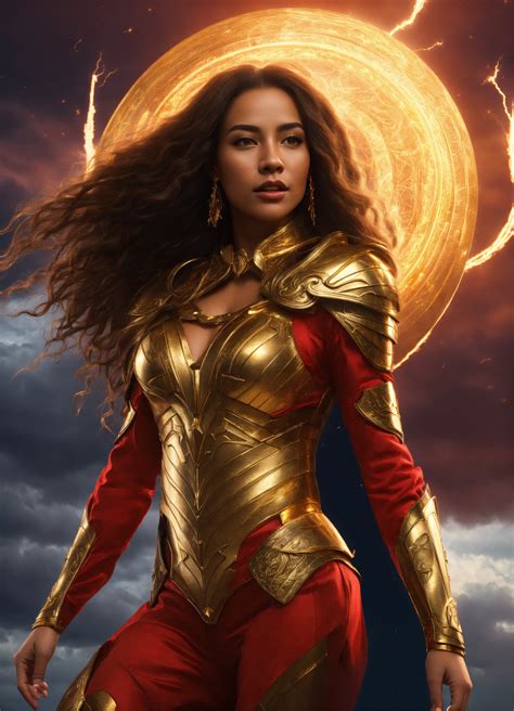 Lexica - Full body beautiful mixed race Amazon goddess with light brown