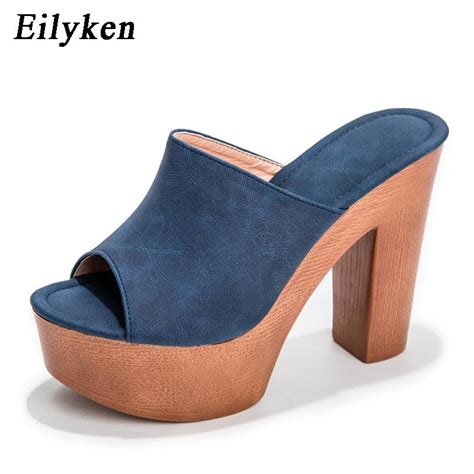 Купить Eilyken, модные новые женские тапочки на высоком каблуке с ...