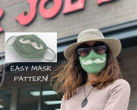 Easy Face Mask Knitting PATTERN, Mustache Mask, Face Mask Pdf, Easy