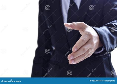 businessman offering  hand  handshake stock photo image