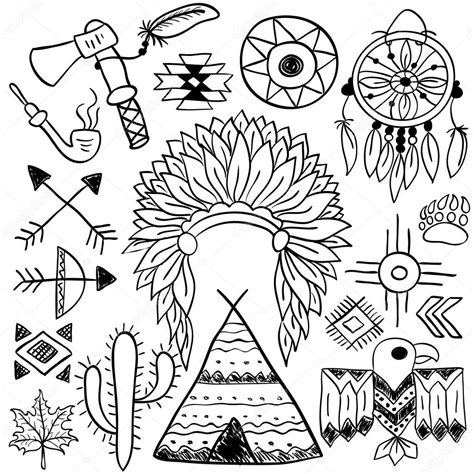 Native american symbols set — Stock Vector © lianella #80300944