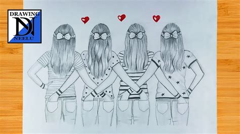 How to draw Girls best friends | best friend drawings pencil drawing ...