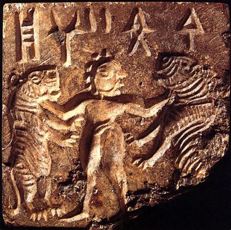 Deity Fighting Off Two Tigers on Seal | Harappa