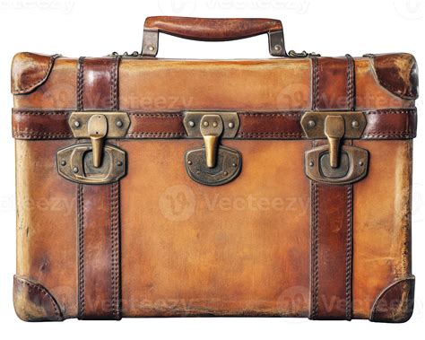 vintage leather suitcase with brass buckles, showcasing classic