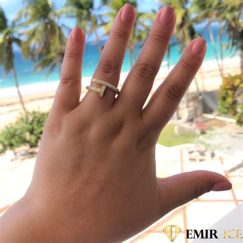 Bague clou cartier pour femme imitation plaqué or en diamant - emirice.com