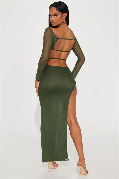 Easy Breezy Mesh Maxi Dress - Olive | Fashion Nova