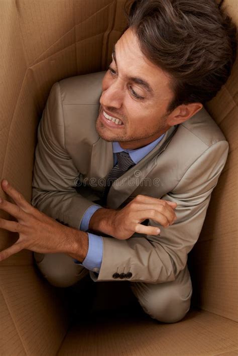 businessman trapped  box  work  stress scared  fear