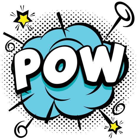 pow Comic bright template with speech bubbles on colorful frames