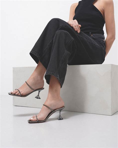 Amina Muaddi | Gilda 70 dark grey sandals | Savannahs