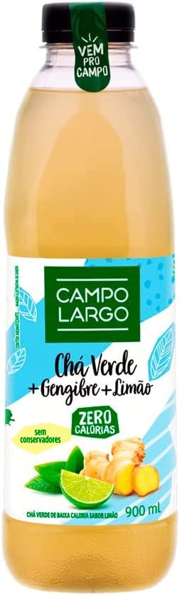 Cha Verde Gengibre E Limao - Chá Verde Gengibre E Limão Campo Largo Garrafa 900Ml