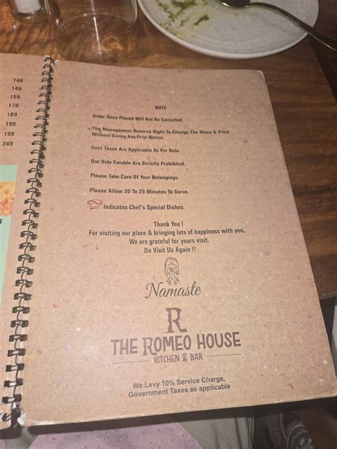 Menu at THE ROMEO HOUSE - BAR & KITCHEN, Mumbai