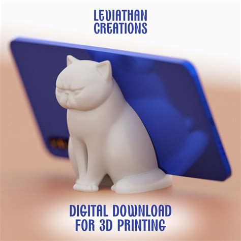 STL file Cute Grumpy Flat Faced Cat Phone Stand 🐱 ・3D print object to