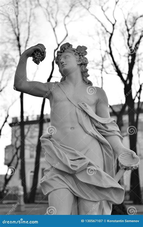 The God of Bacchus Statue in Summer Garden Stock Image - Image of park ...