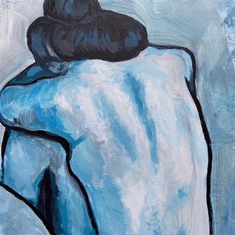 Blauer Akt Handgemaltes Originalgemälde auf Leinwand: | Etsy