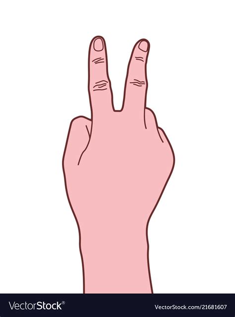 Number two hand gesture hand sign Royalty Free Vector Image