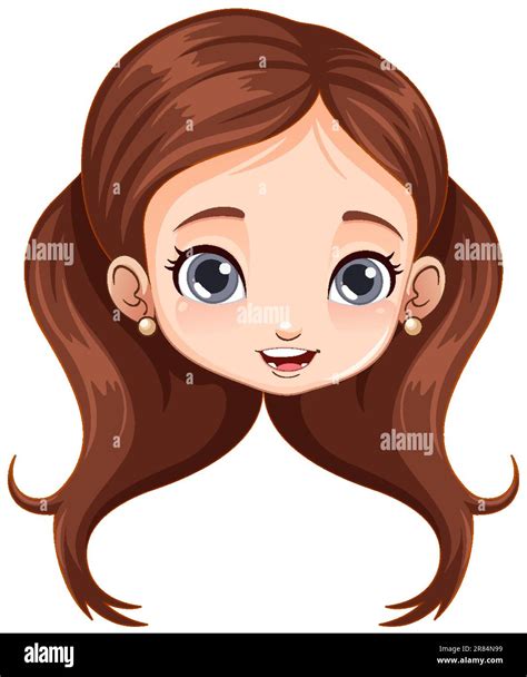 Cute girl head cartoon illustration Stock Vector Image & Art - Alamy