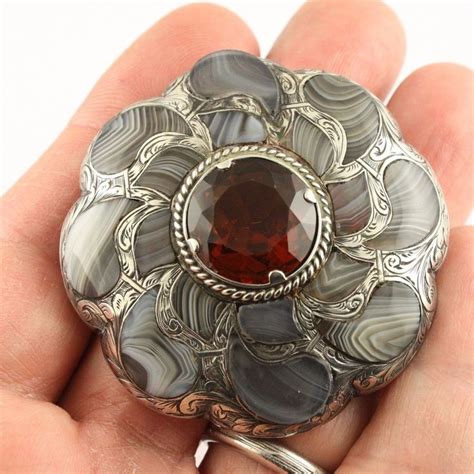 big antique victorian c 1890 silver scottish agate cairngorm citrine brooch pin | Scottish ...