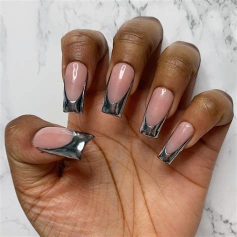 Best 23+ chrome french nails you must try this year